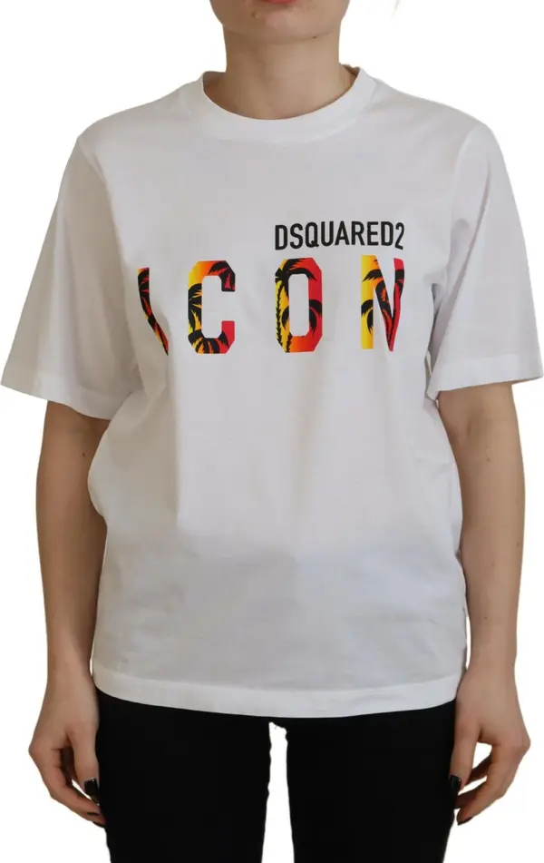 White Cotton Shiny Icon East Tee Crewneck T-shirt