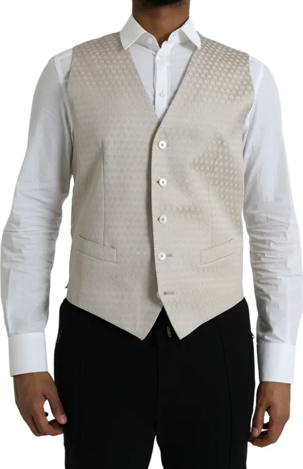 Off White Cotton Waistcoat Dress Formal Vest