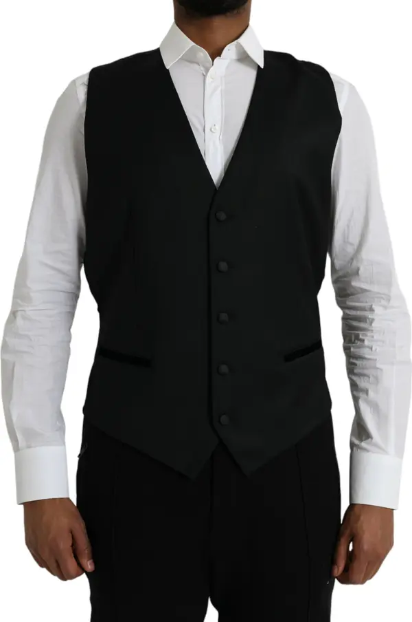 Black Silk Waistcoat Dress Formal Vest
