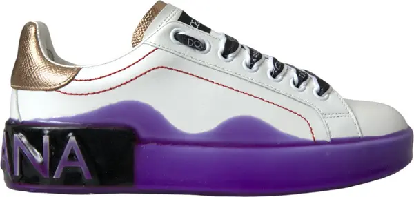 White Leather Portofino Low Top Sneakers Shoes