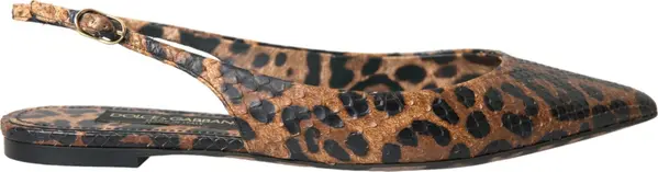 Brown Leopard Exotic Skin Slingback Shoes