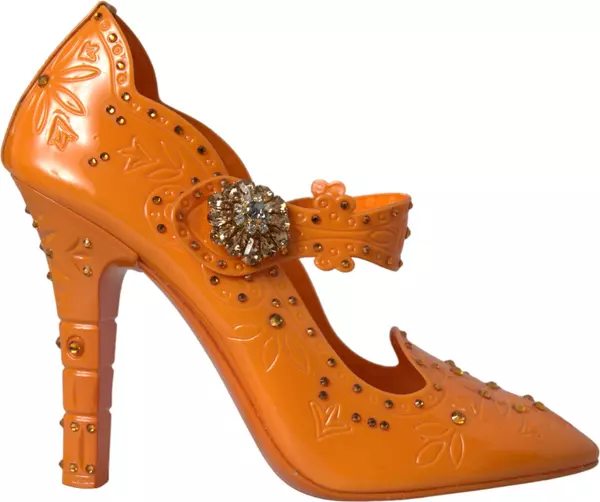 Orange CINDERELLA Floral Crystal Pumps Shoes