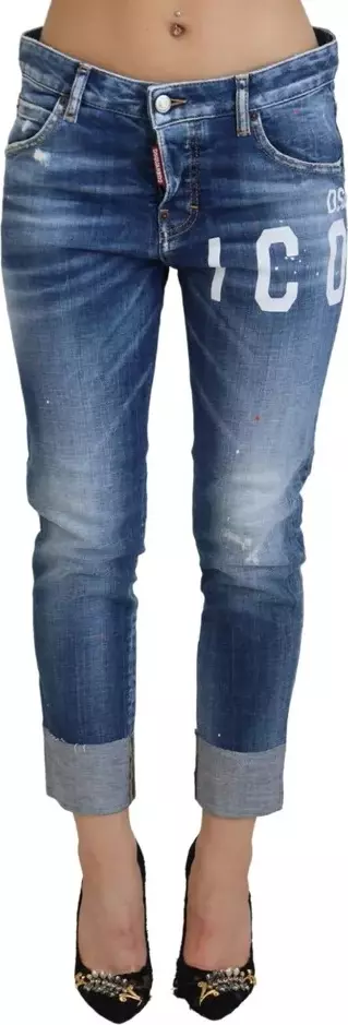 Blue Icon Low Waist Cropped Cool Girl Denim Jeans
