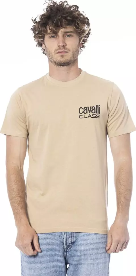 Beige Cotton Men T-Shirt