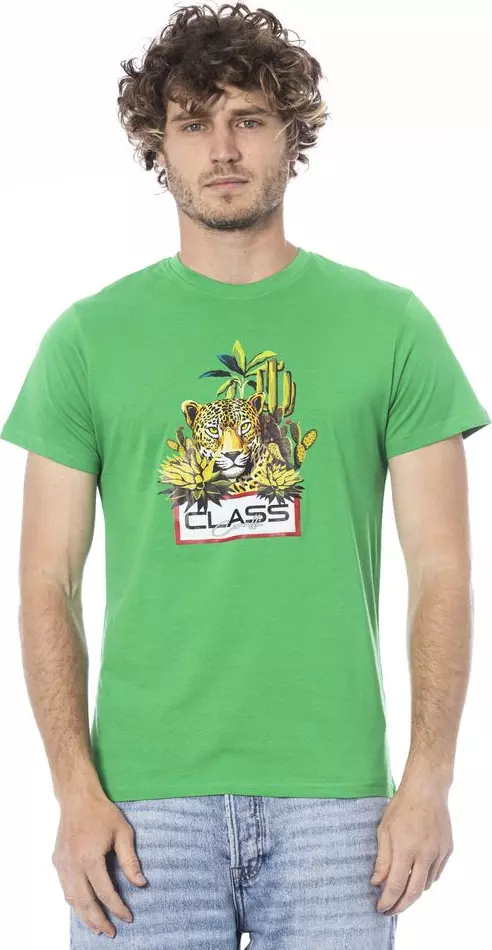 Green Cotton Men T-Shirt