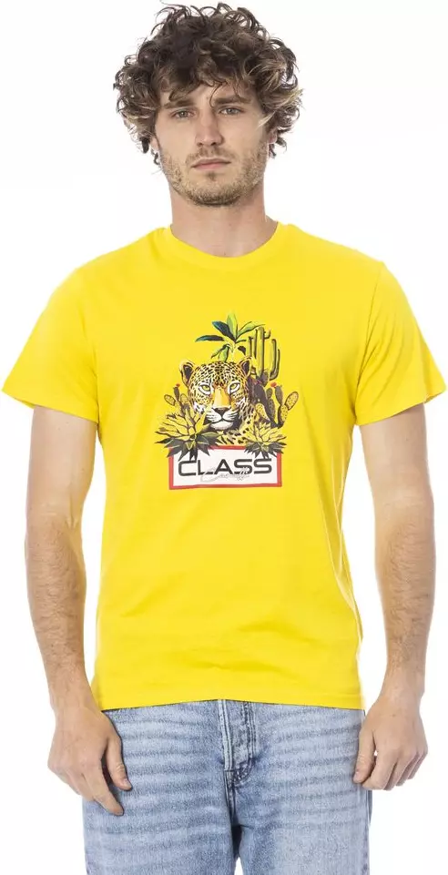 Yellow Cotton Men T-Shirt