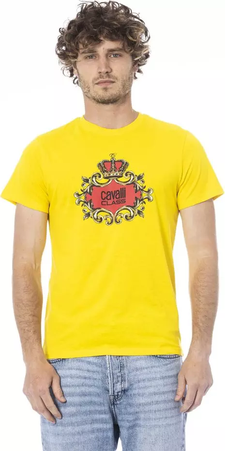 Yellow Cotton Men T-Shirt