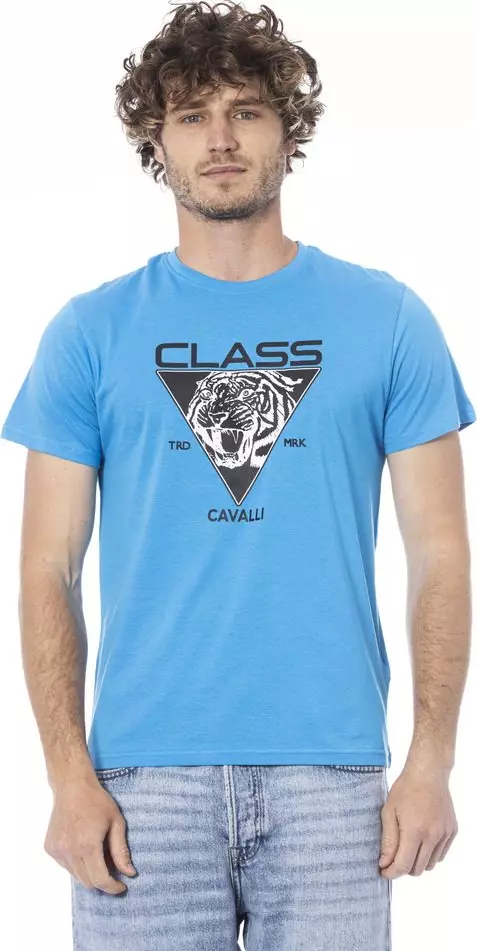 Light Blue Cotton Men T-Shirt