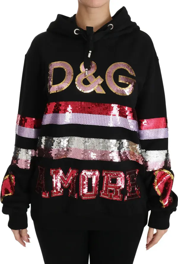 DG Sequined Hooded Pullover Sweater