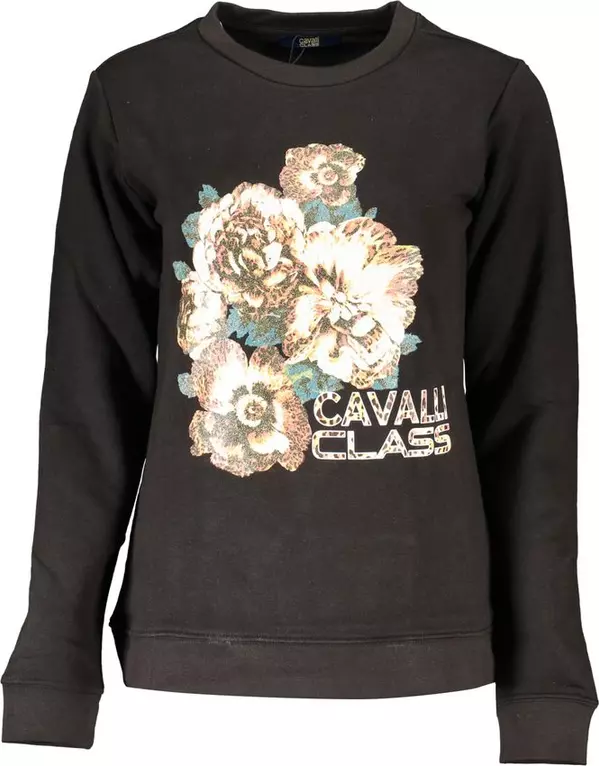 Black Cotton Women Sweatshirt