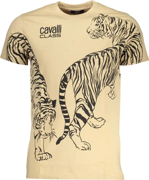 Beige Cotton Men T-Shirt