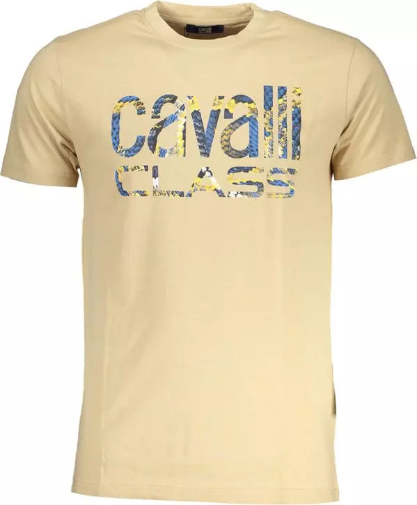 Beige Cotton Men T-Shirt