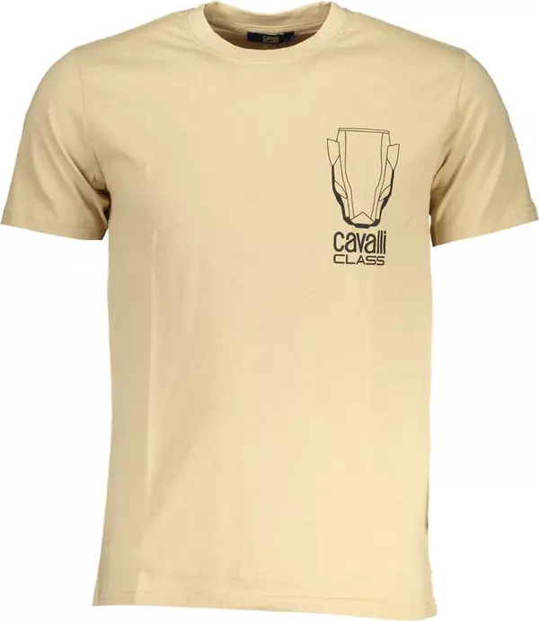 Beige Cotton Men T-Shirt