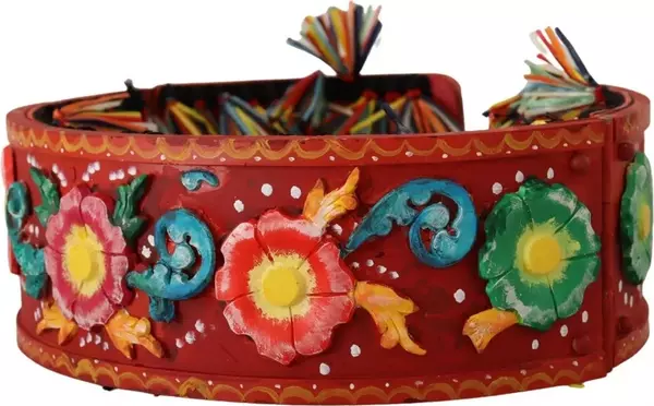 Multicolor Floral Wide Waist Carretto Belt