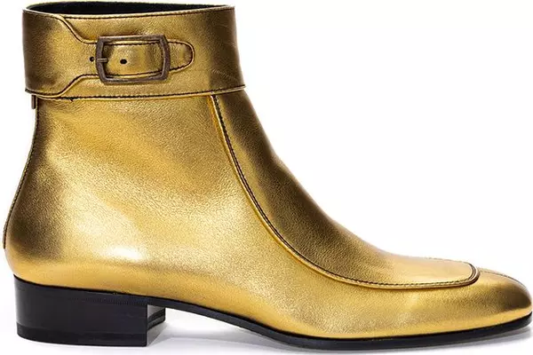 Gold Leather Ankle Boots