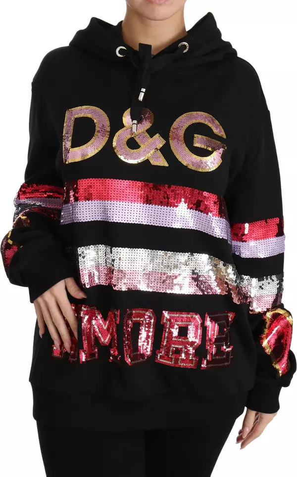 DG Sequined Hooded Pullover Sweater