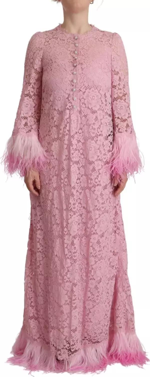 Shift Lilac Lace Feathers Long Sleeves Dress