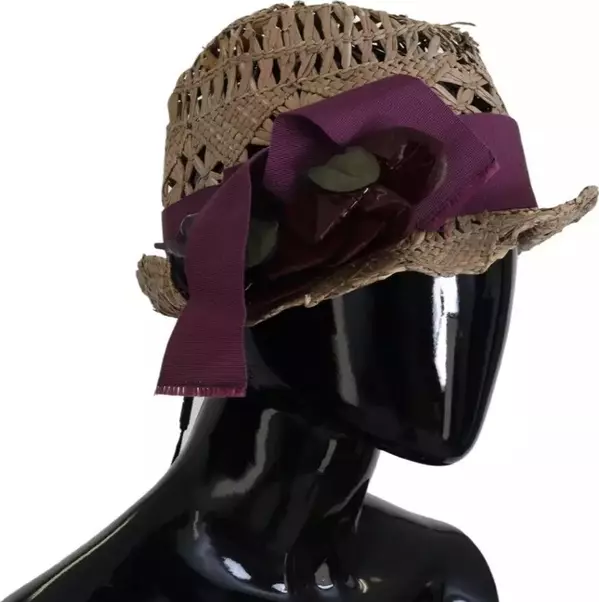 Brown Ribbon Floral Embellished Straw Hat