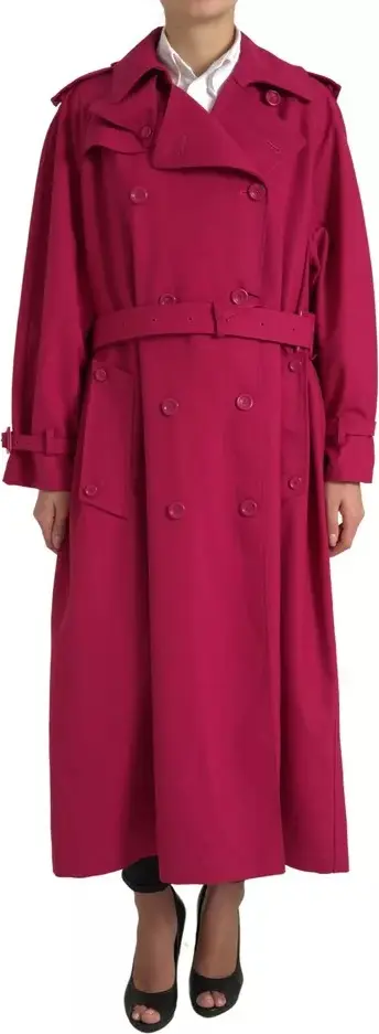 Dark Pink Double Breasted Trench Coat Jacket
