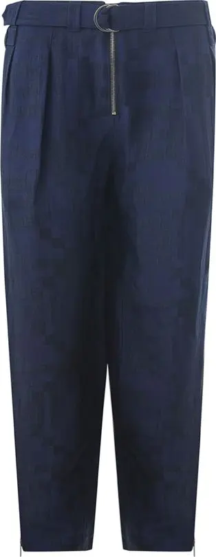 Blue Linen Casual Pants