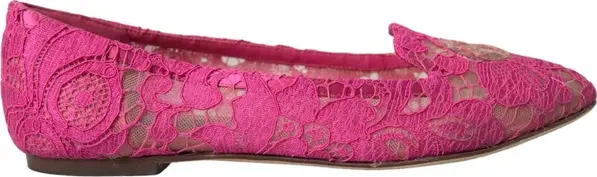 Pink Taormina Lace Slip On Flats Shoes