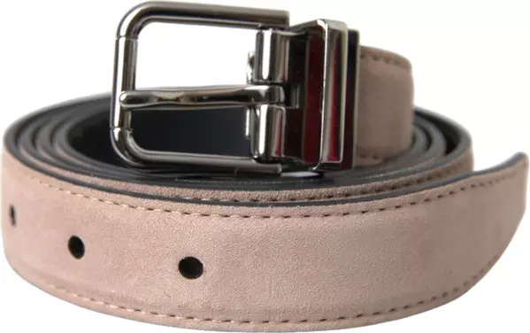 Beige Suede Leather Silver Buckle Belt Men