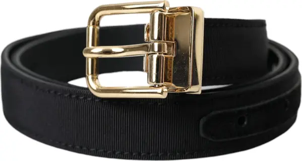 Black Gros Grain Gold Metal Buckle Belt Men