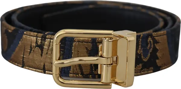Multicolor Jacquard Leather Logo Buckle Belt