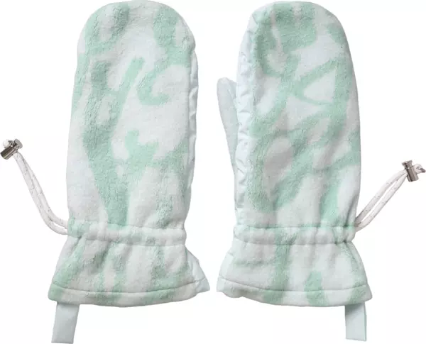 White Nylon Fleece Wrist Length Mitten Gloves