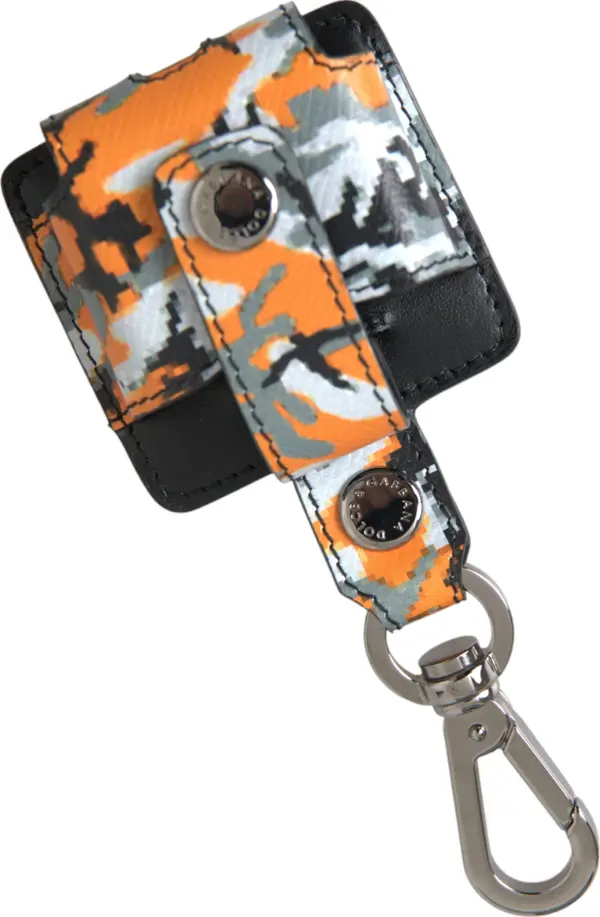 Multicolor Camouflage Print Leather Metal Airpods Case