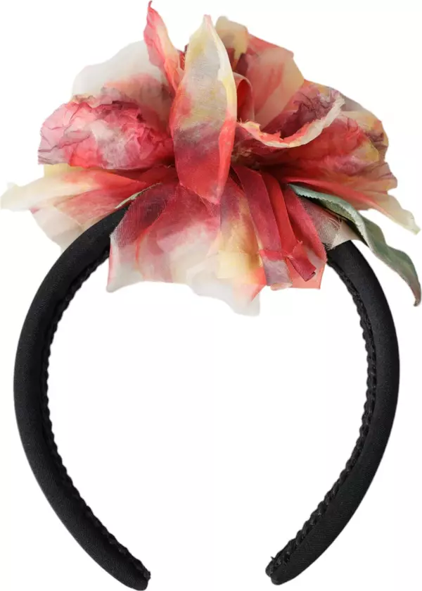 Rose Pink Silk Floral Black Tiara Women Hairband Diadem