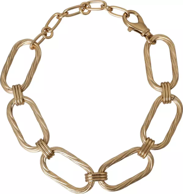 Gold Tone Brass Large Link Chain Jewelry Necklace