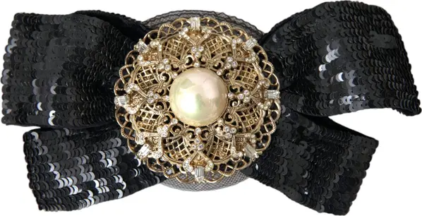Black Sequin Pearl Handmade Brooch Hair Pin