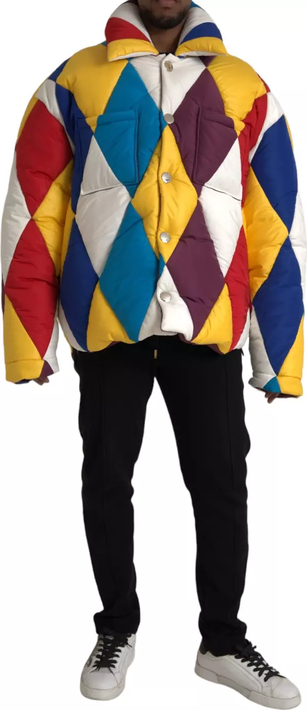 Multicolor Windbreaker Puffer Jacket Men