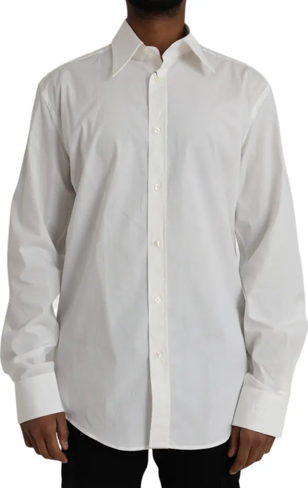White Cotton Dress Slim Fit GOLD Shirt
