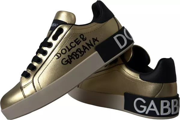 Gold Portofino Calf Leather Sneakers Women Shoes