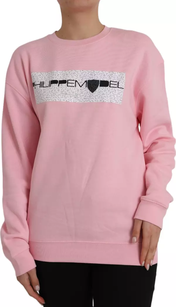 Pink Cotton Logo Long Sleeves Pullover Sweater