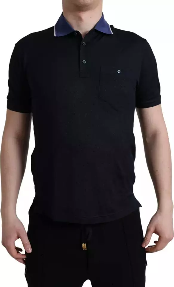 Navy Blue Collared Short Sleeve Polo T-shirt