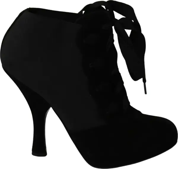 Black Suede Stretch Ankle Boots Booties Shoes