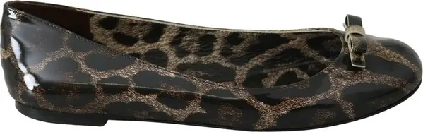 Brown Leopard Ballerina Flats Leather Shoes