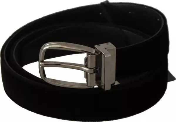 Black Velvet Silver Tone Metal Buckle Belt