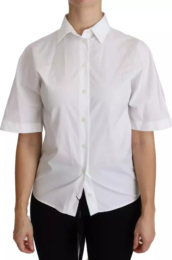 White Collared Short Sleeve Polo Shirt Top