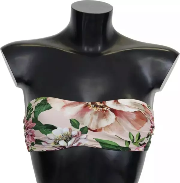 Pink Floral Print Swimsuit Beachwear Bikini Top