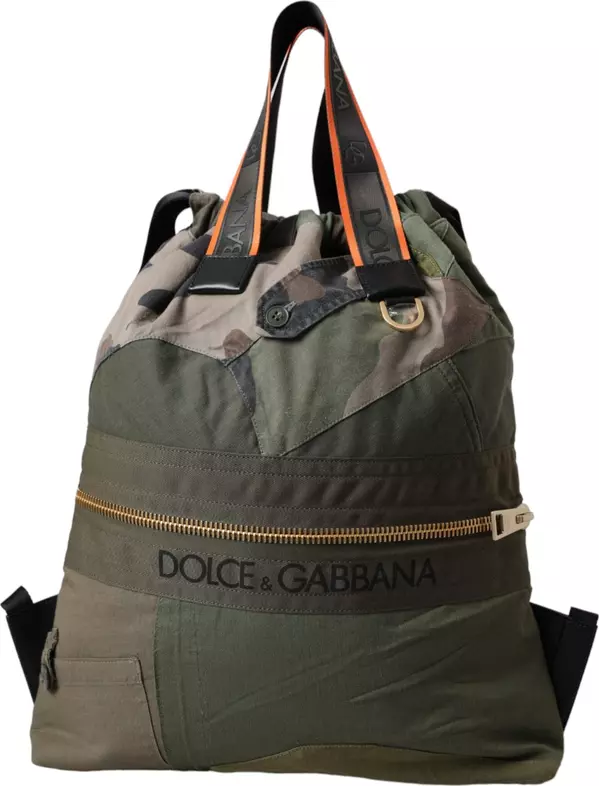 Military Green Patchwork Rucksack Backpack Bag