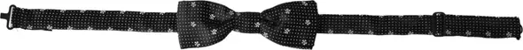 Black Silk Floral Adjustable Neck Men Papillon Bow Tie