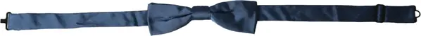 Blue Satin Silk Adjustable Neck Men Bow Tie