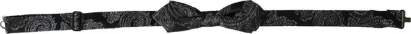 Black Silk Jacquard Adjustable Neck Men Bow Tie