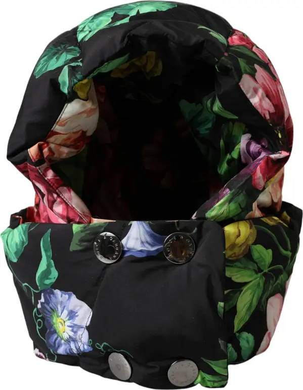 Black Floral Print Whole Head Wrap Hat