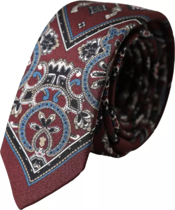 Bordeaux Printed 100% Silk Adjustable Men Tie