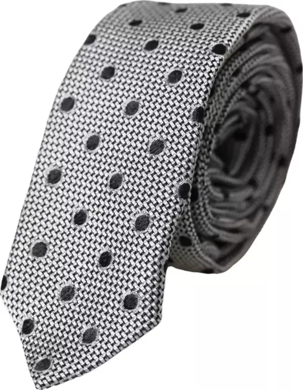Black White Dot Fantasy Silk Adjustable Men Tie